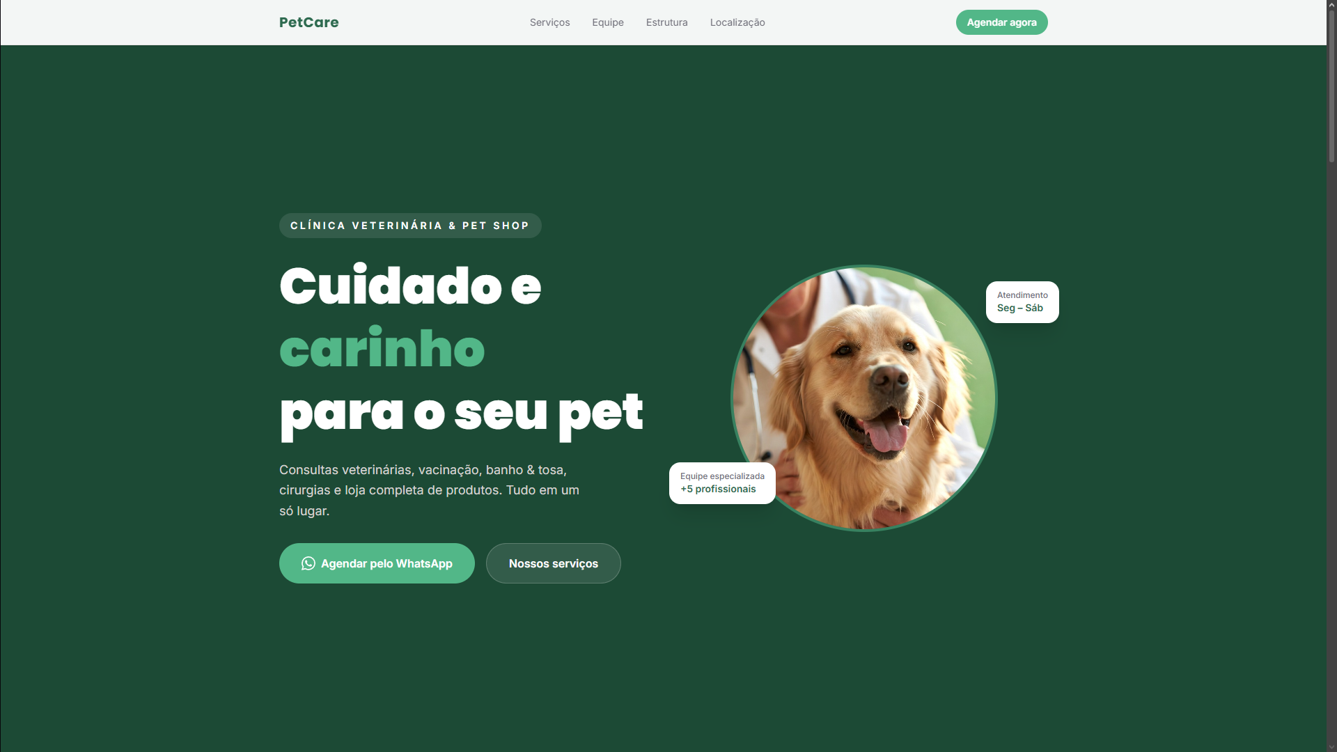 Screenshot do projeto Dev Pet Shop